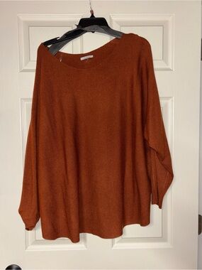 Milano Off-the-Shoulder Oversized Sweater in Rust